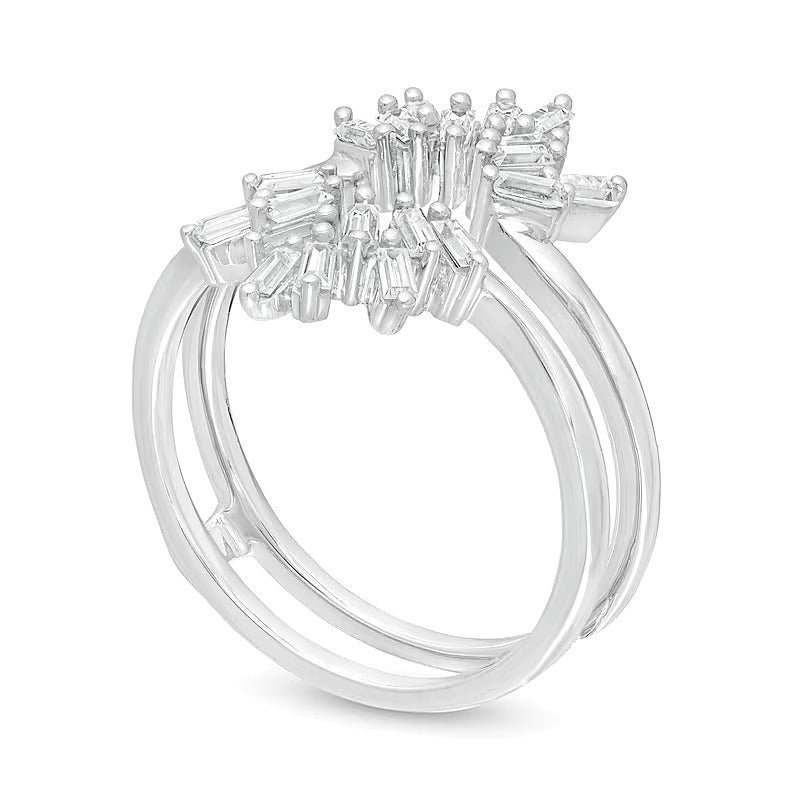 0.5 CT. TW Baguette Diamond Scatter Crown Solitaire Enhancer in 14K White Gold
