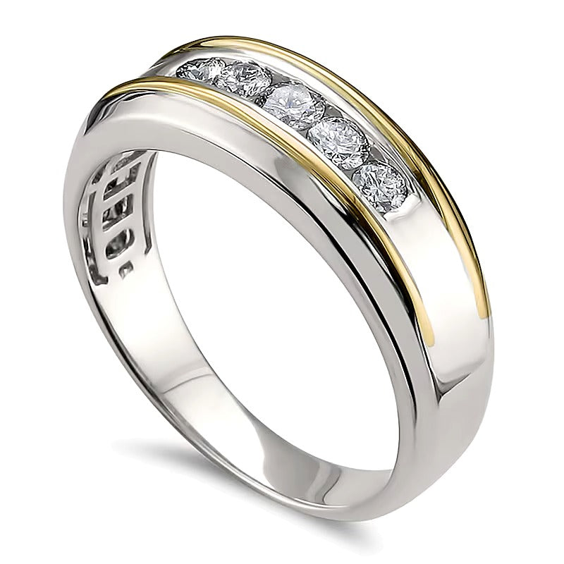 0.5 CT. TW Diamond Five Stone Band in 14K Two-Tone Gold