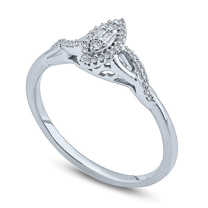 0.1 CT. TW Composite Diamond Marquise Frame Twist Promise Ring in 10K White Gold