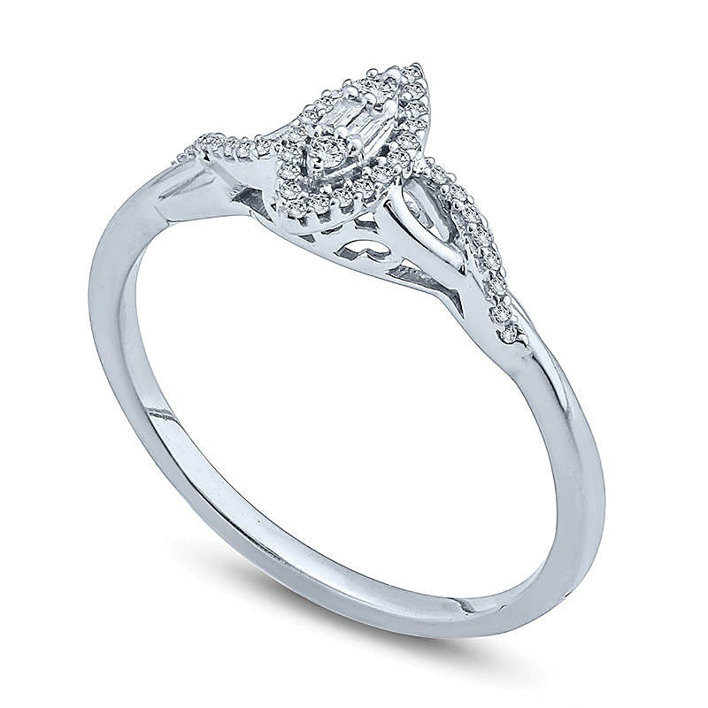 0.1 CT. TW Composite Diamond Marquise Frame Twist Promise Ring in 10K White Gold
