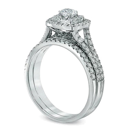 1.0 CT. TW Diamond Frame Bridal Set in 14K White Gold (I/I1)