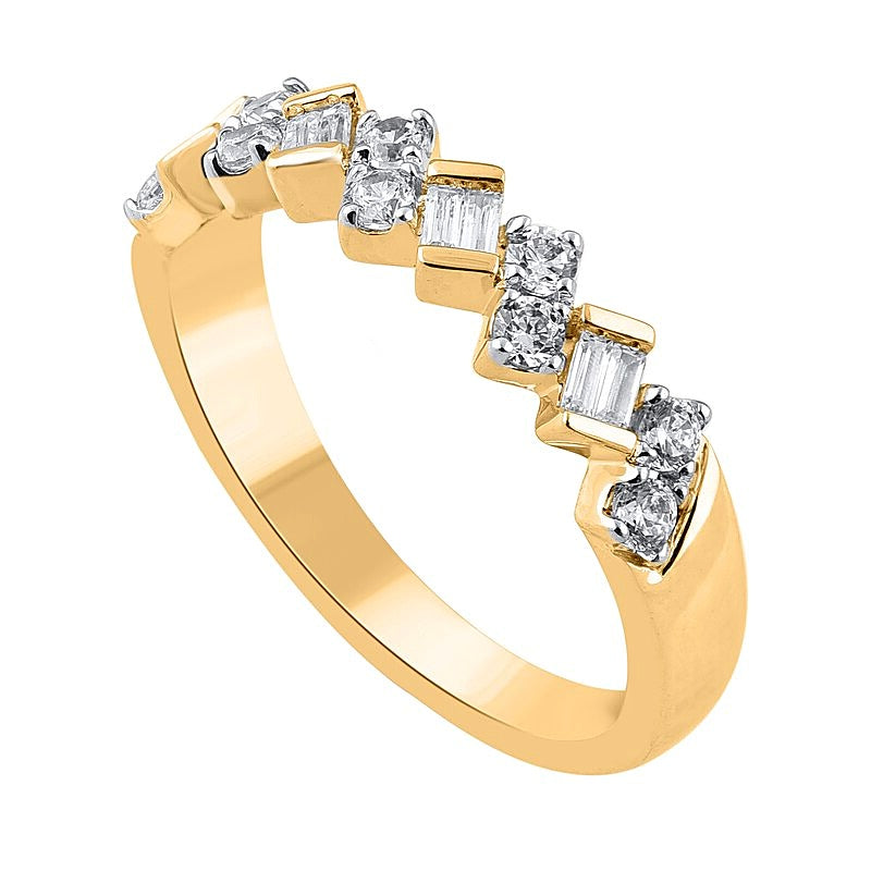 0.5 CT. TW Baguette and Round Diamond Zig-Zag Ring in 10K Gold