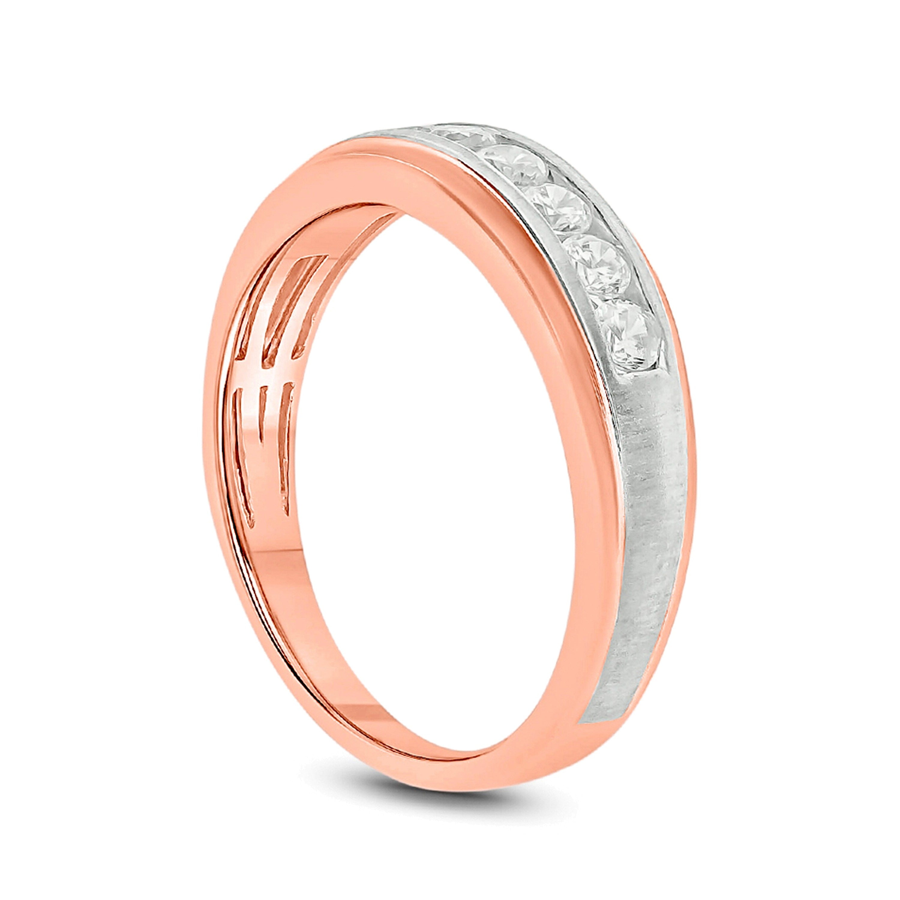 0.25 CT. TW Diamond Multi-Texture Wedding Band in 10K Two-Tone Gold