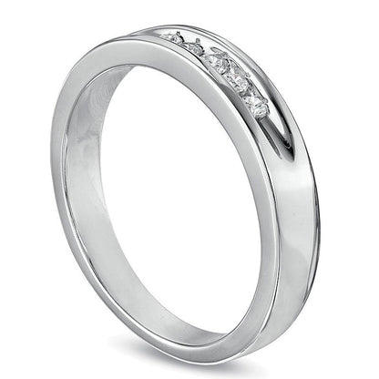 0.17 CT. TW Diamond Five Stone Wedding Band in 10K White Gold