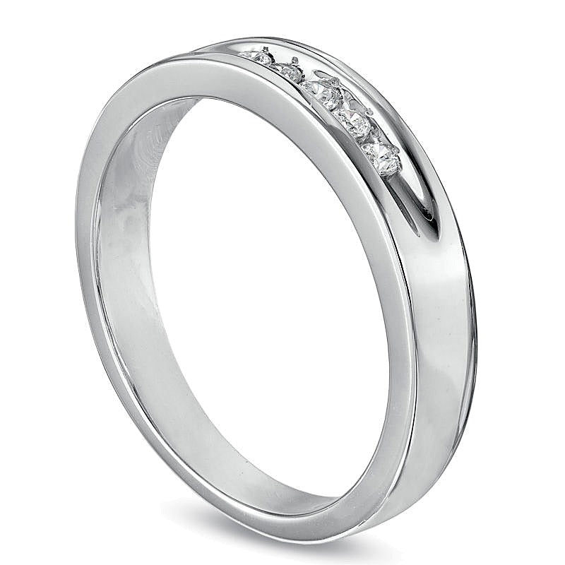 0.17 CT. TW Diamond Five Stone Wedding Band in 10K White Gold
