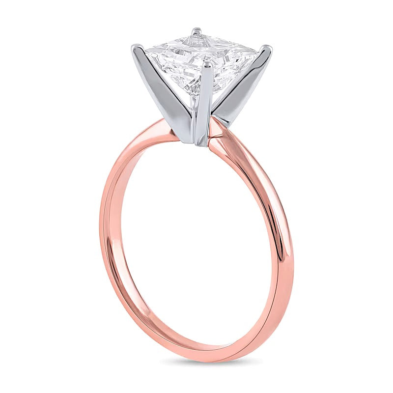 2.0 CT. Princess-Cut Lab-Grown Diamond Solitaire Engagement Ring in 14K Rose Gold (F/VS2)