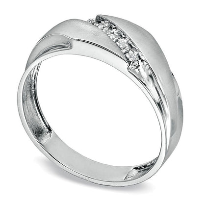Diamond Accent Slant Wedding Band in 10K White Gold