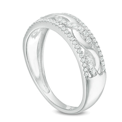 0.25 CT. TW Diamond Twist Wedding Band in 10K White Gold