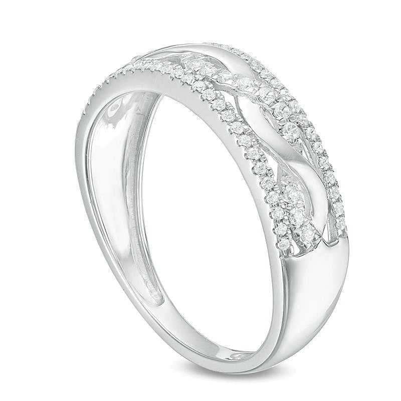 0.25 CT. TW Diamond Twist Wedding Band in 10K White Gold