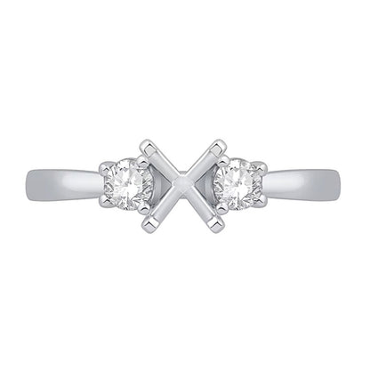 0.25 CT. TW Diamond Three-Stone Solitaire Semi Mount in 14K White Gold