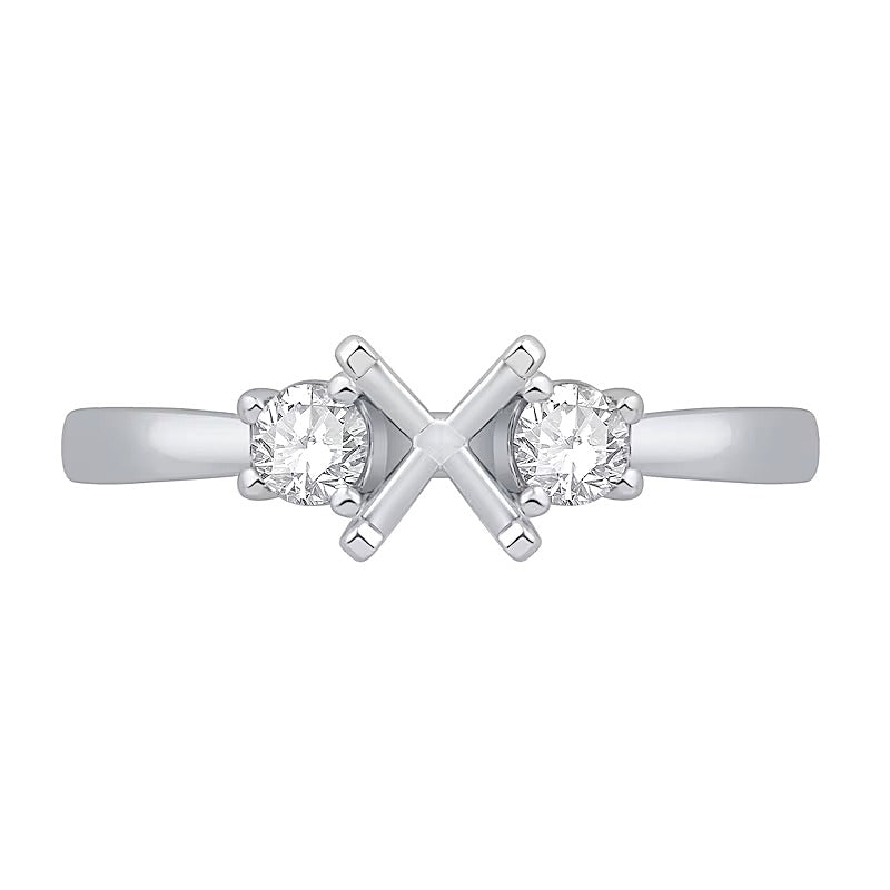 0.25 CT. TW Diamond Three-Stone Solitaire Semi Mount in 14K White Gold
