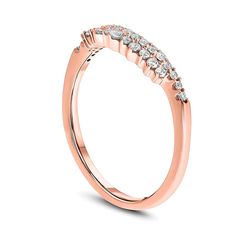 0.25 CT. TW Diamond Tiara Contour Wedding Band in 10K Rose Gold