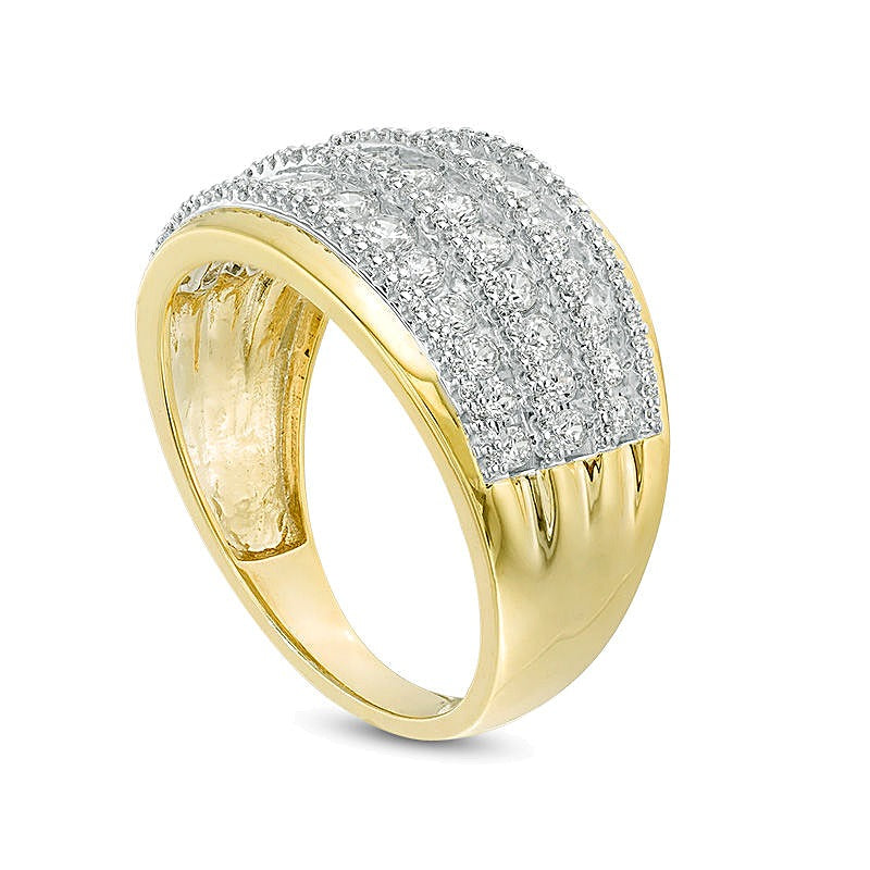 1.0 CT. TW Diamond Alternating Graduated Multi-Row Ring in 10K Gold