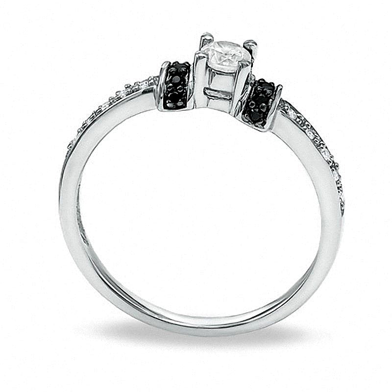 0.25 CT. TW Enhanced Black and White Diamond Station Engagement Ring in 10K White Gold