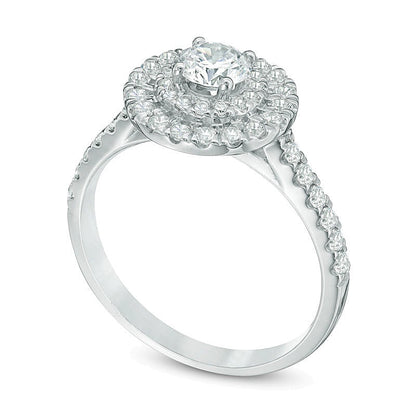 1.0 CT. TW Diamond Double Frame Tiered Engagement Ring in 14K White Gold