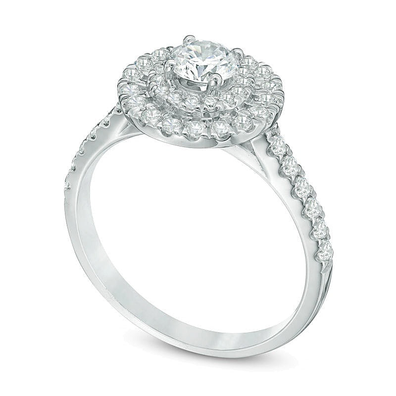 1.0 CT. TW Diamond Double Frame Tiered Engagement Ring in 14K White Gold