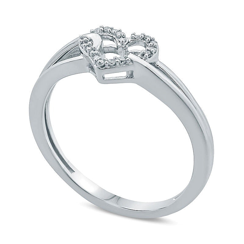 Diamond Accent Looped Heart Promise Ring in 10K White Gold