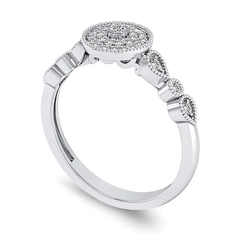 0.2 CT. TW Multi-Diamond Art Deco Vintage-Style Ring in 10K White Gold