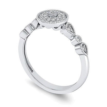 0.2 CT. TW Multi-Diamond Art Deco Vintage-Style Ring in 10K White Gold
