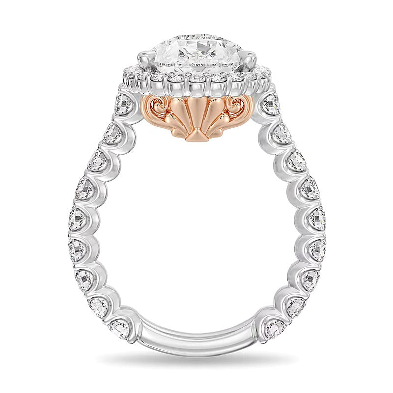 Enchanted Star Ariel 6.5 CT. TW Pear-Shaped Lab-Grown Diamond Frame Engagement Ring in 14K Two-Tone Gold
