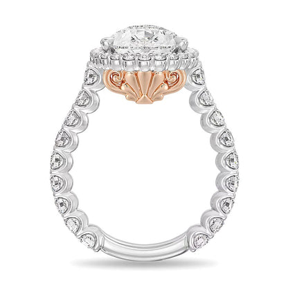 Enchanted Star Ariel 6.5 CT. TW Pear-Shaped Lab-Grown Diamond Frame Engagement Ring in 14K Two-Tone Gold
