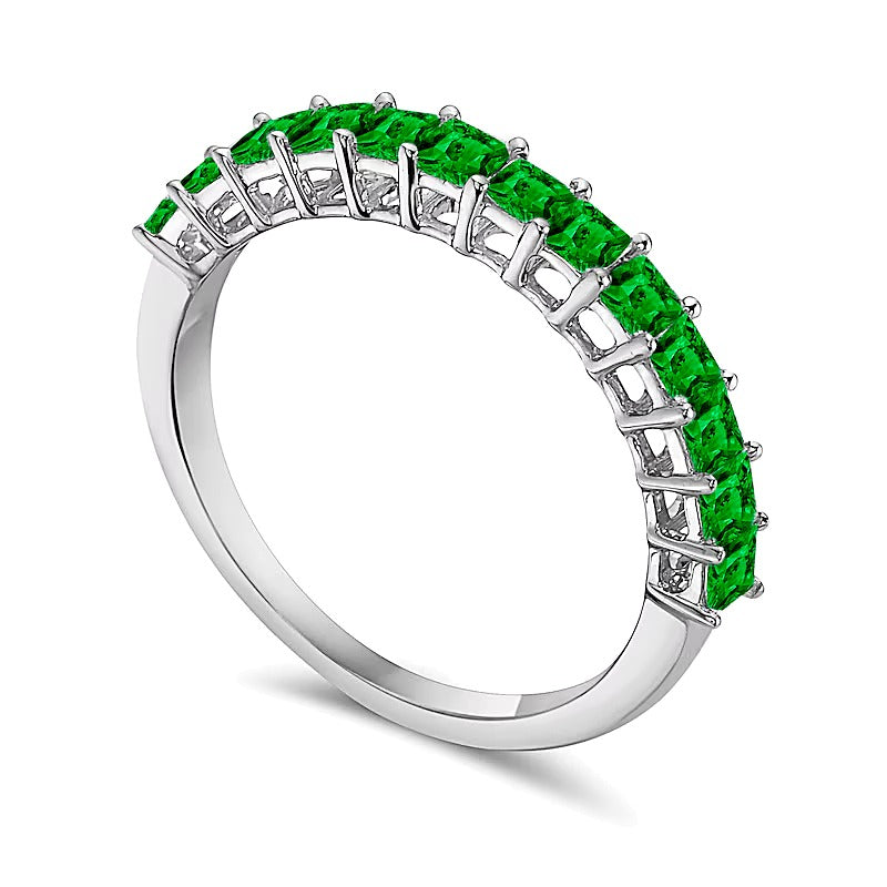 Princess-Cut Emerald Anniversary Band in 10K White Gold