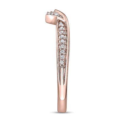 0.1 CT. TW Diamond Wave Contour Band in 10K Rose Gold
