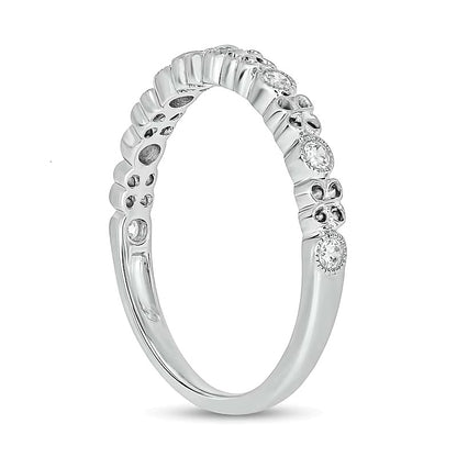 0.17 CT. TW Diamond Vintage-Style Clover Stackable Band in Sterling Silver