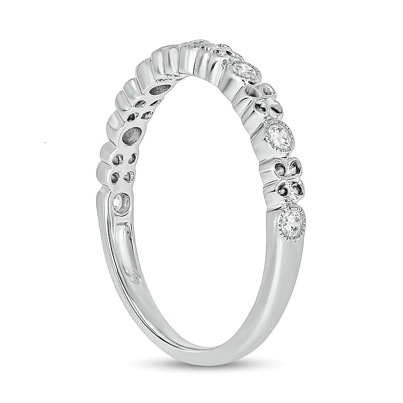 0.17 CT. TW Diamond Vintage-Style Clover Stackable Band in Sterling Silver