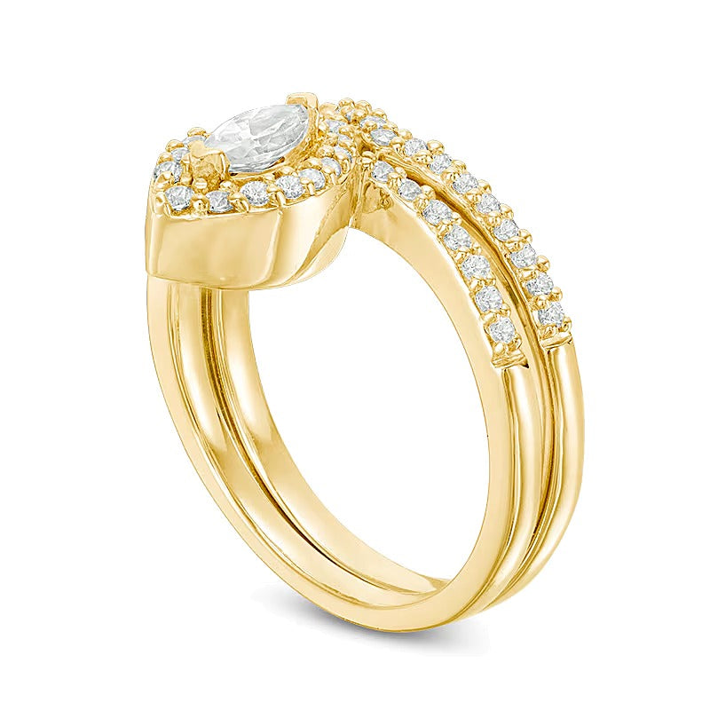 0.5 CT. TW Marquise Diamond Frame Bridal Set in 10K Gold