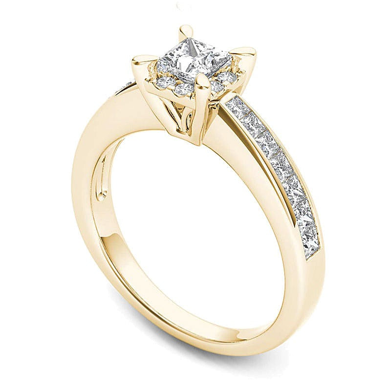1.0 CT. TW Princess-Cut Diamond Square Frame Engagement Ring in 14K Gold