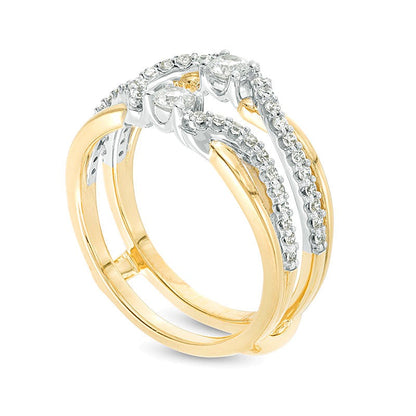 0.5 CT. TW Diamond Crossover Solitaire Enhancer in 10K Two-Tone Gold