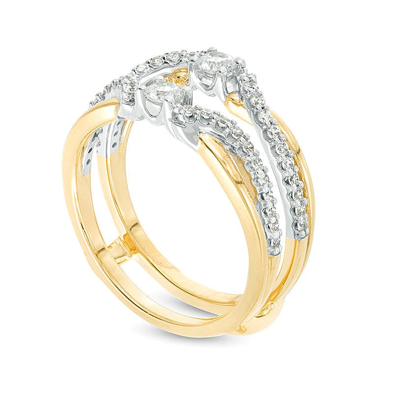 0.5 CT. TW Diamond Crossover Solitaire Enhancer in 10K Two-Tone Gold