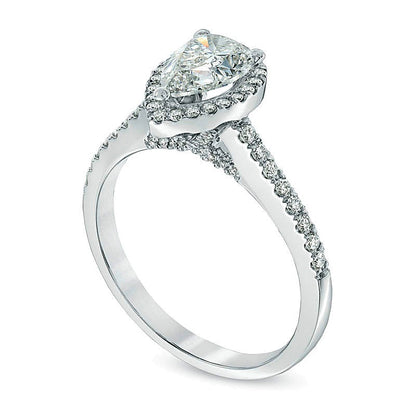 1.33 CT. TW Pear-Shaped Diamond Frame Engagement Ring in 14K White Gold (I/I1)