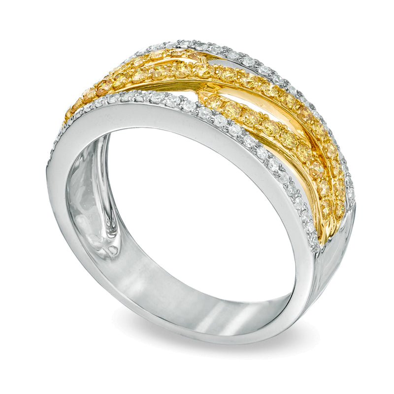 EFFYâ¢ Collection 0.5 CT. TW Yellow and White Diamond Edge Band in 14K White Gold