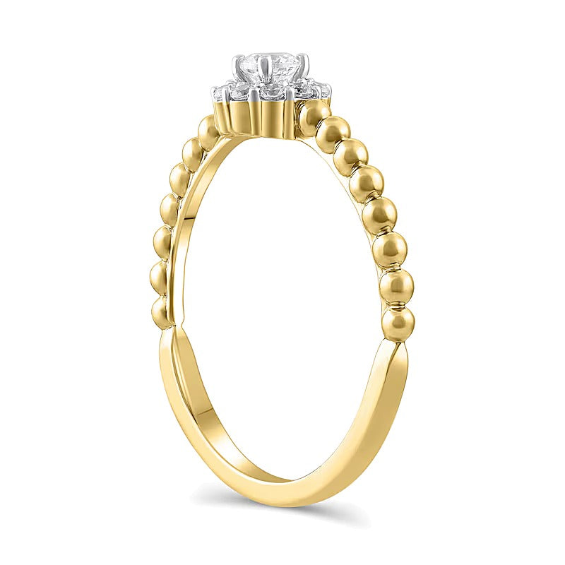 0.2 CT. TW Diamond Frame Bead Shank Ring in 10K Gold