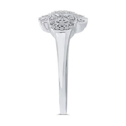 0.2 CT. TW Multi-Diamond Flower Frame Vintage-Style Ring in 10K White Gold