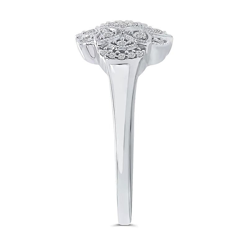 0.2 CT. TW Multi-Diamond Flower Frame Vintage-Style Ring in 10K White Gold
