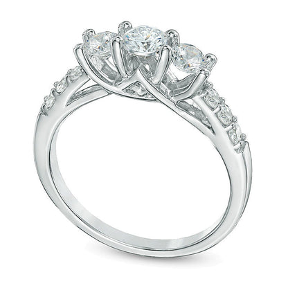 1.0 CT. TW Diamond Three Stone Engagement Ring in 10K White Gold