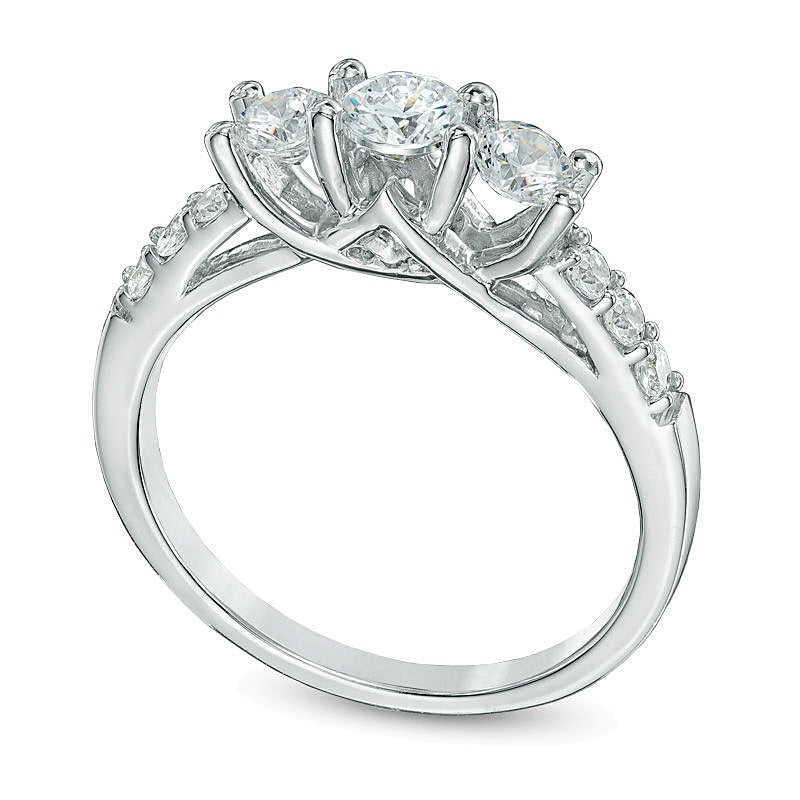 1.0 CT. TW Diamond Three Stone Engagement Ring in 10K White Gold
