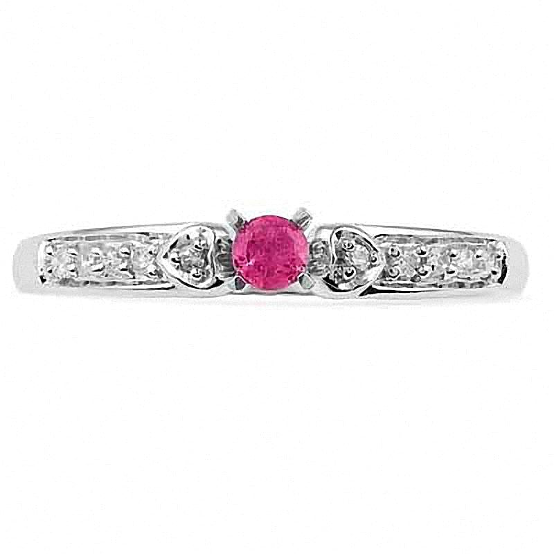 Lab-Created Pink Sapphire and Diamond Accent Promise Ring in 10K White Gold