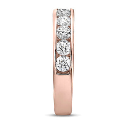 1.25 CT. TW Diamond Channel Eleven Stone Band in 10K Rose Gold (I/I2)