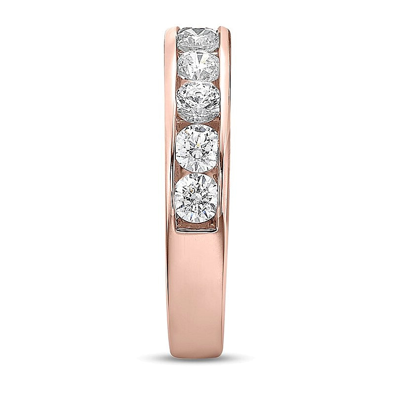 1.25 CT. TW Diamond Channel Eleven Stone Band in 10K Rose Gold (I/I2)