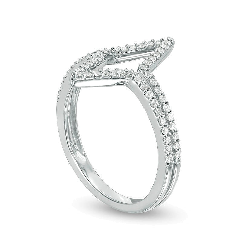 0.33 CT. TW Diamond Double Triangle Split Ring in 10K White Gold