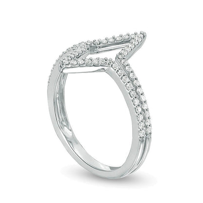 0.33 CT. TW Diamond Double Triangle Split Ring in 10K White Gold