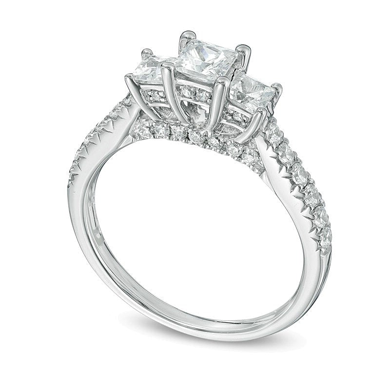 1.2 CT. TW Princess-Cut Diamond Three Stone Ring in 14K White Gold (J/I1)