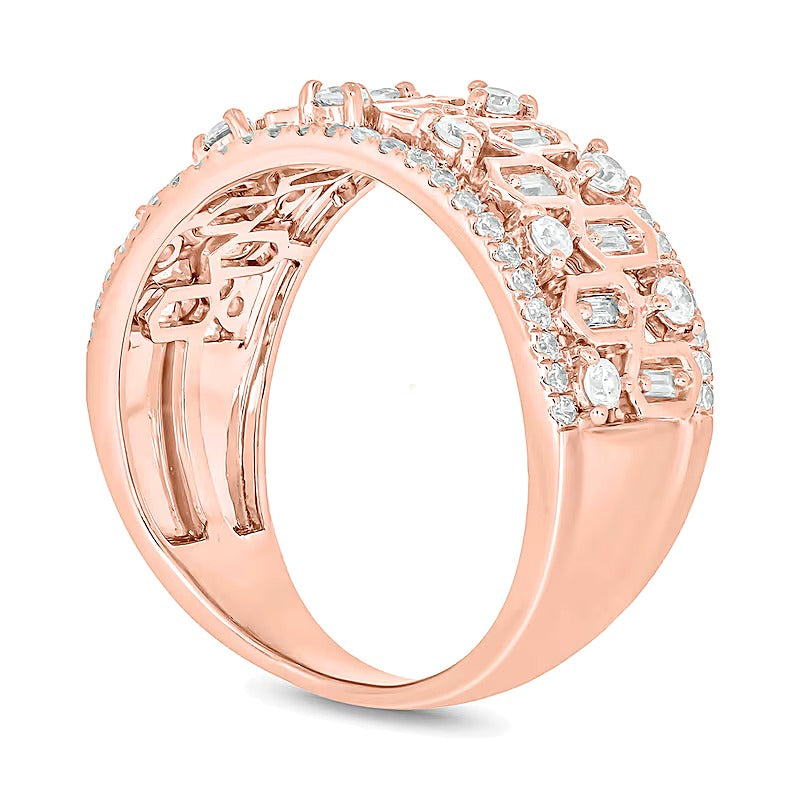 0.75 CT. TW Diamond Edge Hexagon Pattern Band in 10K Rose Gold