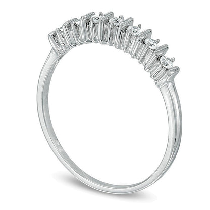 0.1 CT. TW Diamond Seven Stone Wedding Band in 10K White Gold