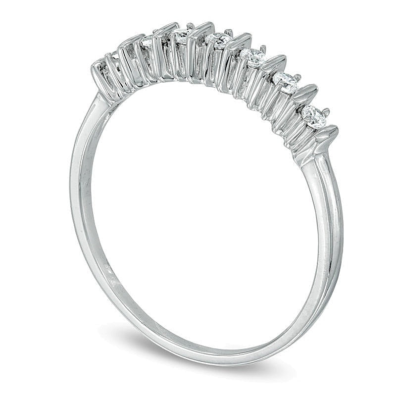 0.1 CT. TW Diamond Seven Stone Wedding Band in 10K White Gold