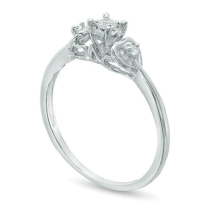 Diamond Accent Side Hearts Promise Ring in 10K White Gold